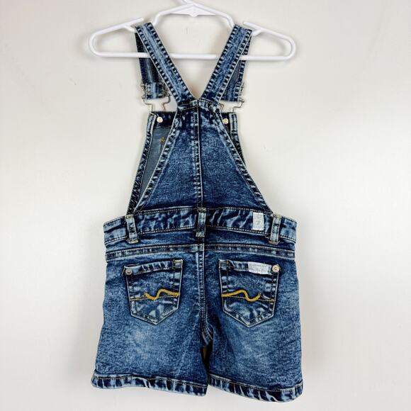 7 For All Mankind Girls Denim Shortalls Overalls Blue Distressed - 2T 2 - Picture 4 of 8
